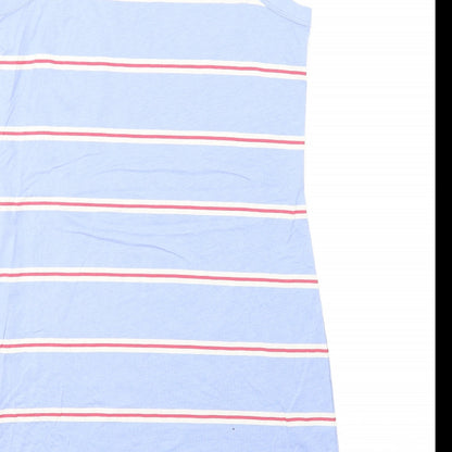 Marks and Spencer Womens Blue Striped Cotton Tank Dress Size M Round Neck Pullover