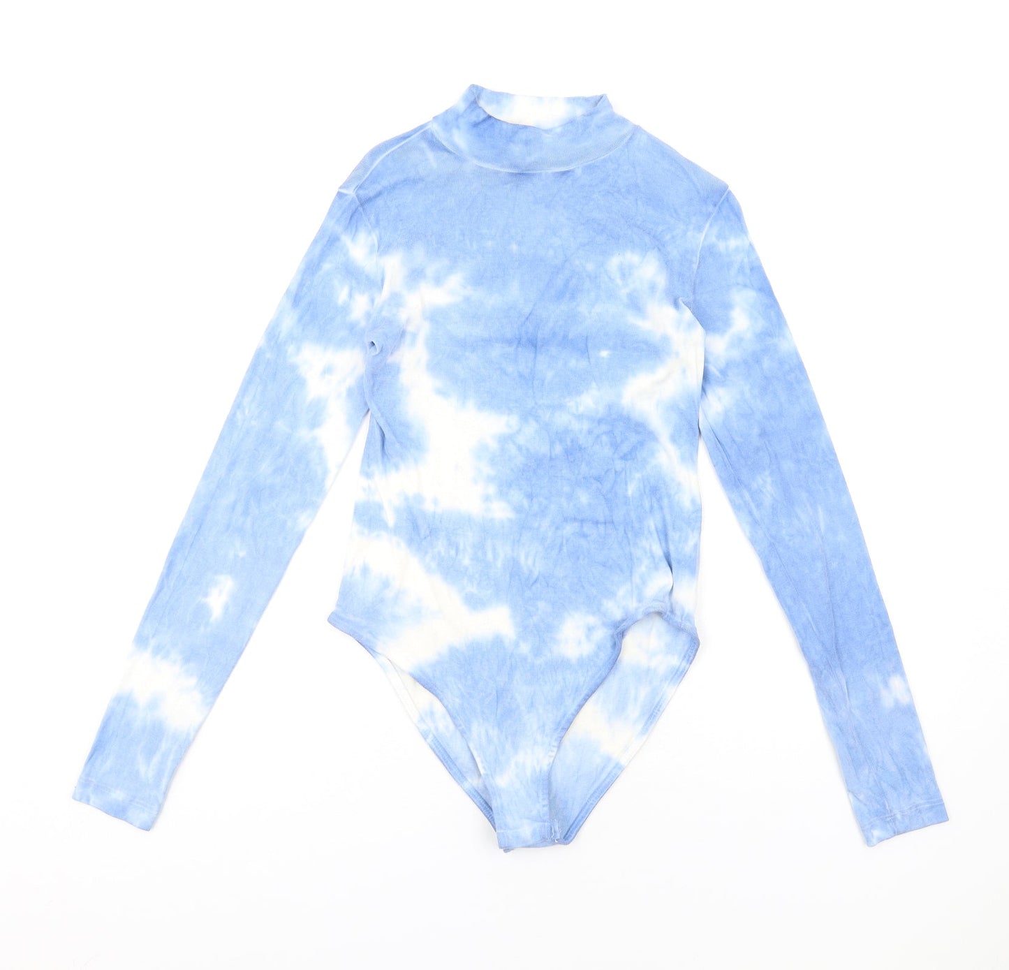 Nasty Gal Womens Blue Tie Dye Cotton Bodysuit One-Piece Size 6 Snap