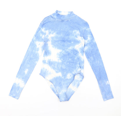 Nasty Gal Womens Blue Tie Dye Cotton Bodysuit One-Piece Size 6 Snap