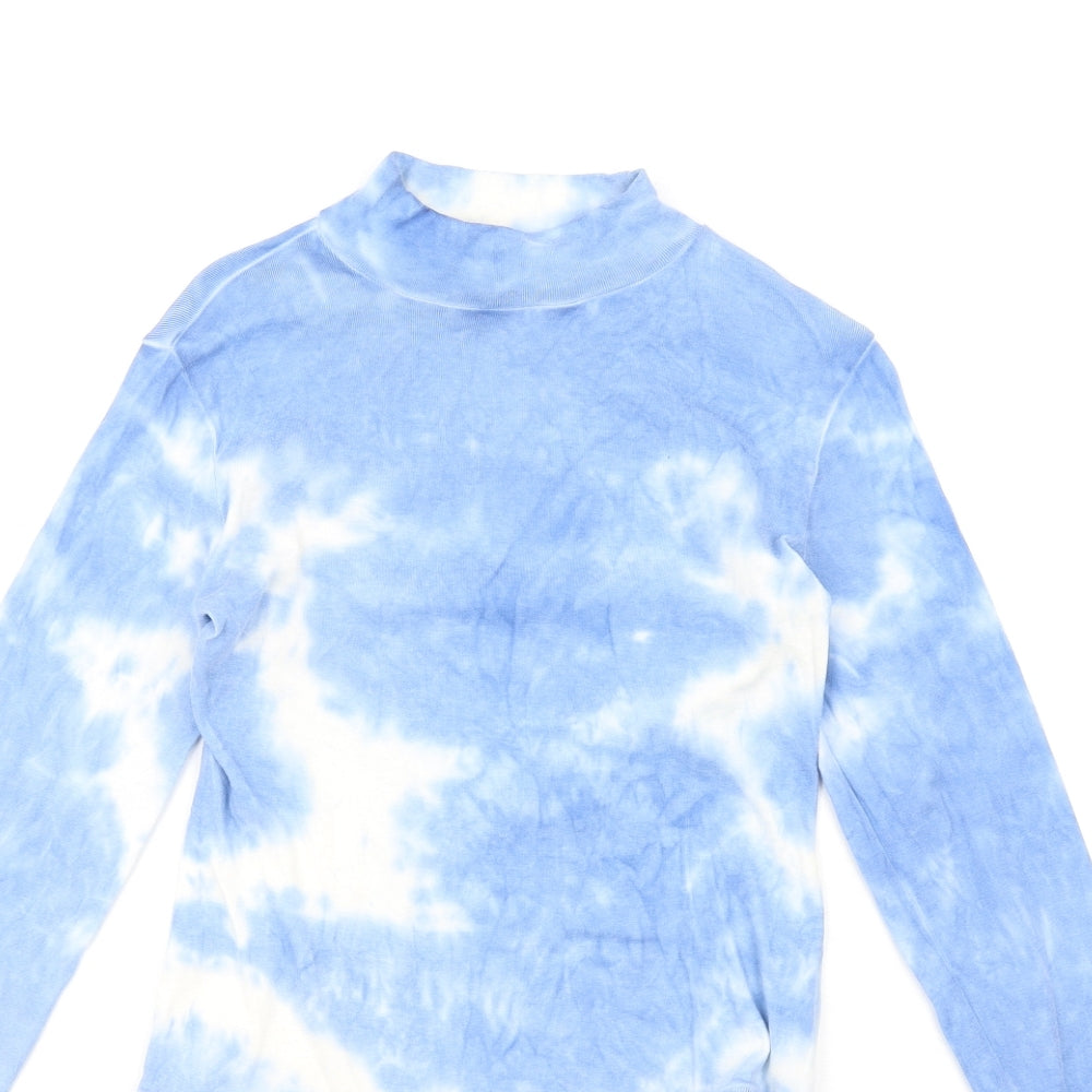 Nasty Gal Womens Blue Tie Dye Cotton Bodysuit One-Piece Size 6 Snap