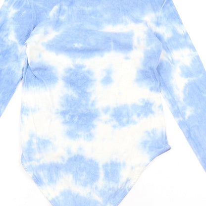 Nasty Gal Womens Blue Tie Dye Cotton Bodysuit One-Piece Size 6 Snap