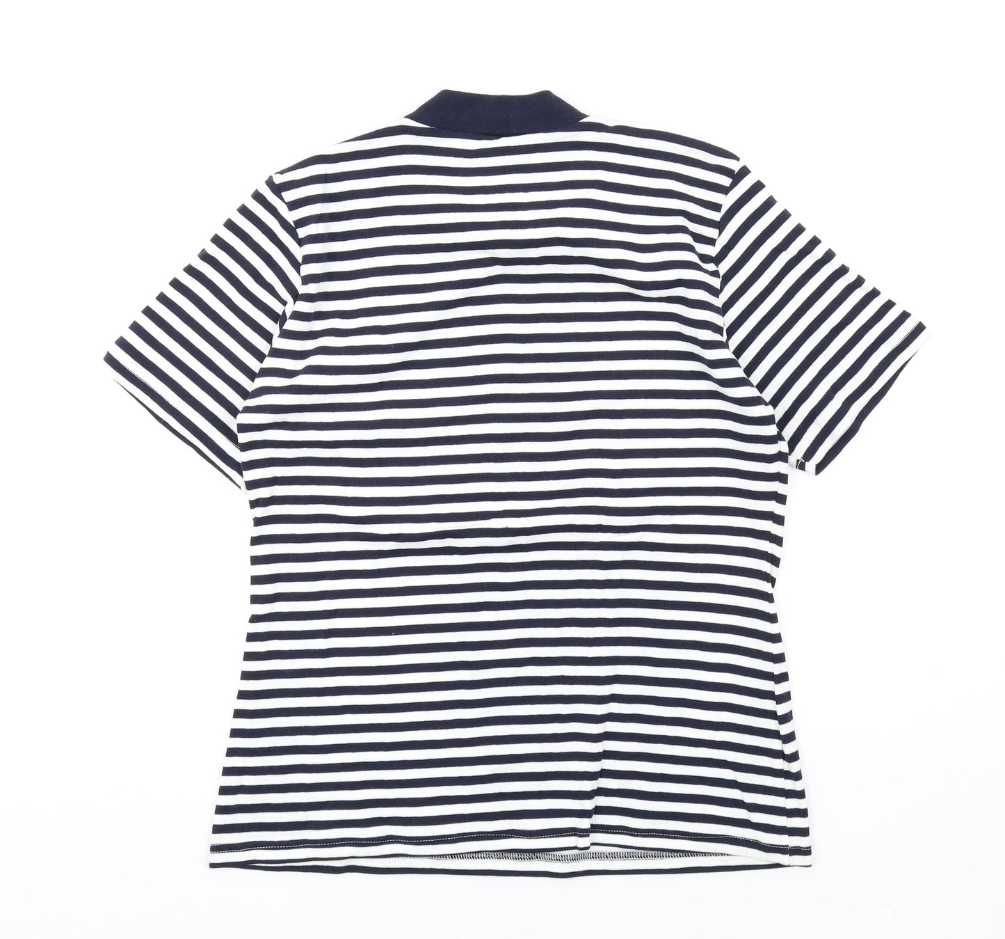 Gina Locardo Womens Blue Striped Cotton Basic T-Shirt Size M Mock Neck