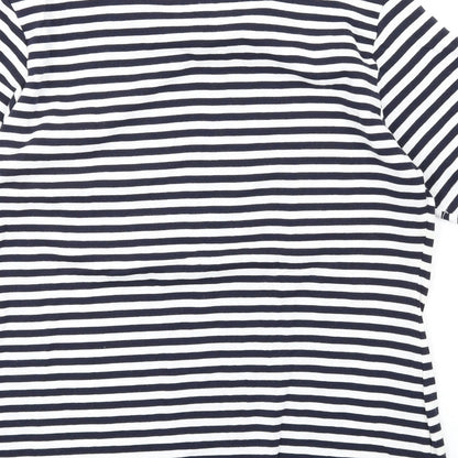 Gina Locardo Womens Blue Striped Cotton Basic T-Shirt Size M Mock Neck