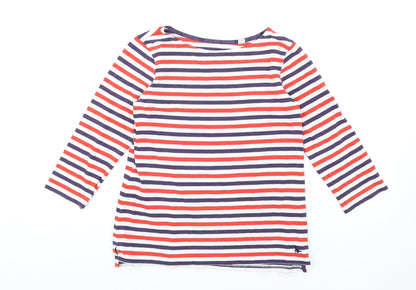 Jack Wills Womens Multicoloured Striped Cotton Basic T-Shirt Size 8 Round Neck