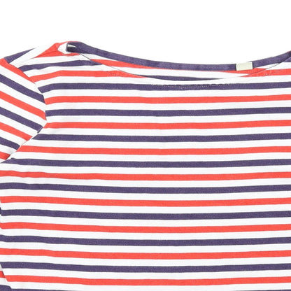 Jack Wills Womens Multicoloured Striped Cotton Basic T-Shirt Size 8 Round Neck