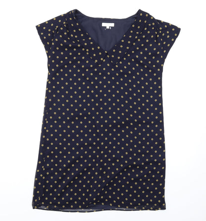 Freddy Emue Womens Blue Polka Dot Polyester A-Line Size 10 V-Neck Pullover