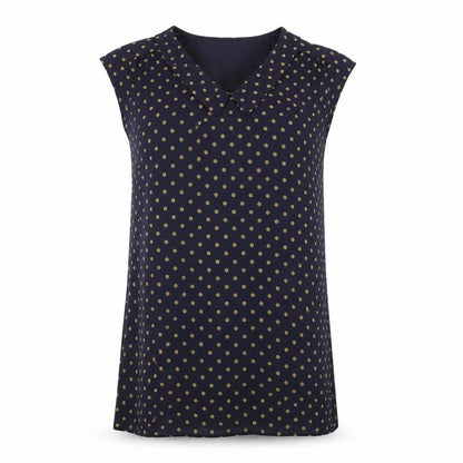 Freddy Emue Womens Blue Polka Dot Polyester A-Line Size 10 V-Neck Pullover