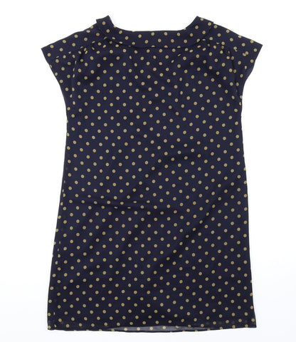 Freddy Emue Womens Blue Polka Dot Polyester A-Line Size 10 V-Neck Pullover