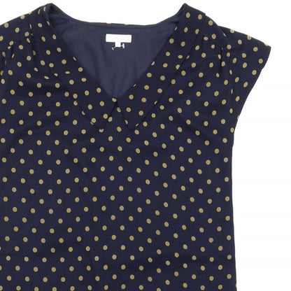 Freddy Emue Womens Blue Polka Dot Polyester A-Line Size 10 V-Neck Pullover