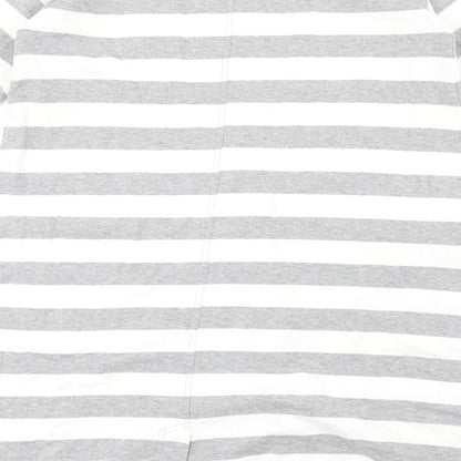 Masai Womens Grey Striped Cotton A-Line Size XS Round Neck Snap