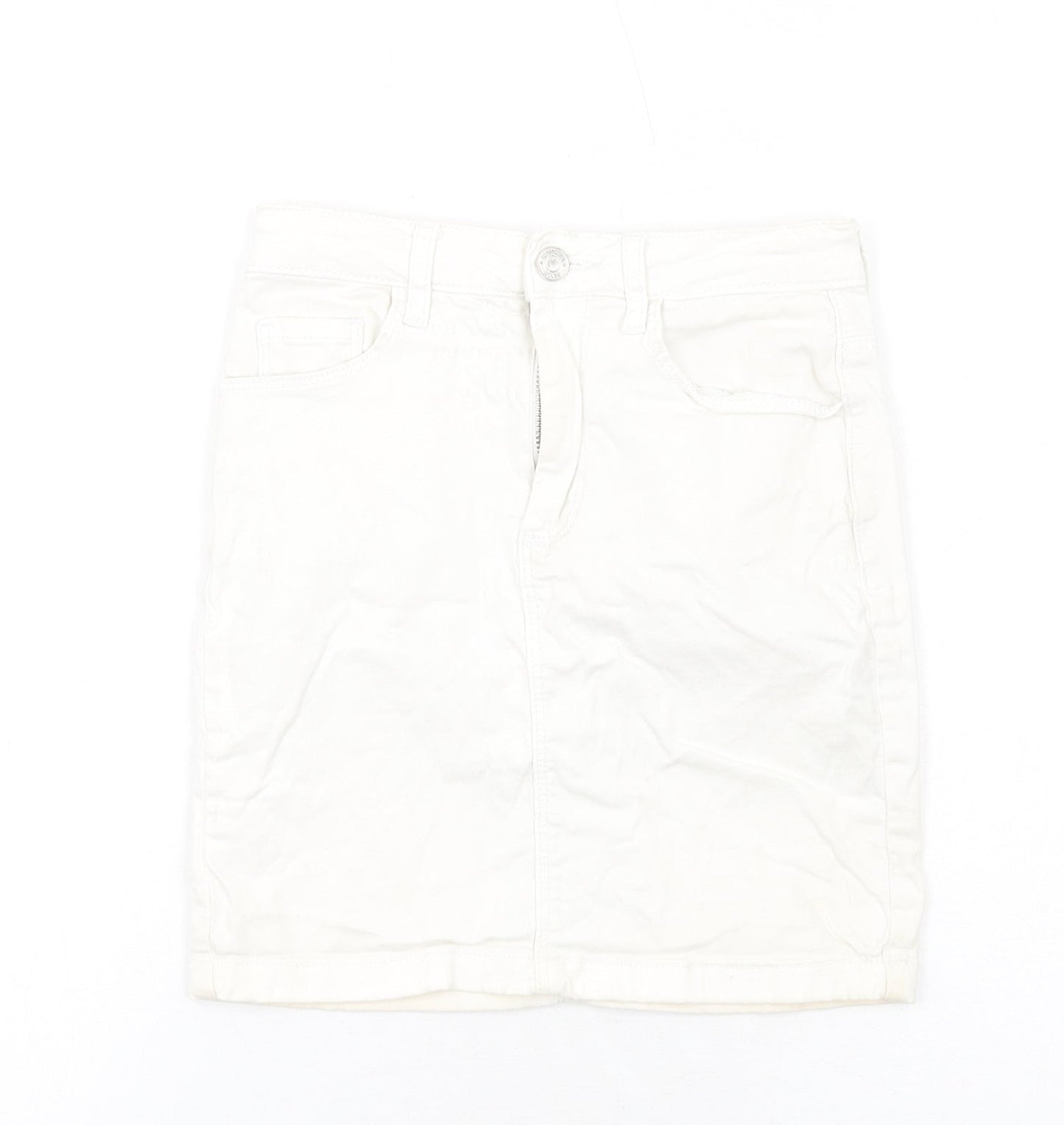 Missguided Womens White Cotton Mini Skirt Size 6 Zip