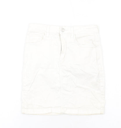 Missguided Womens White Cotton Mini Skirt Size 6 Zip
