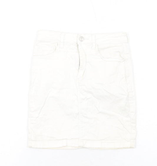 Missguided Womens White Cotton Mini Skirt Size 6 Zip