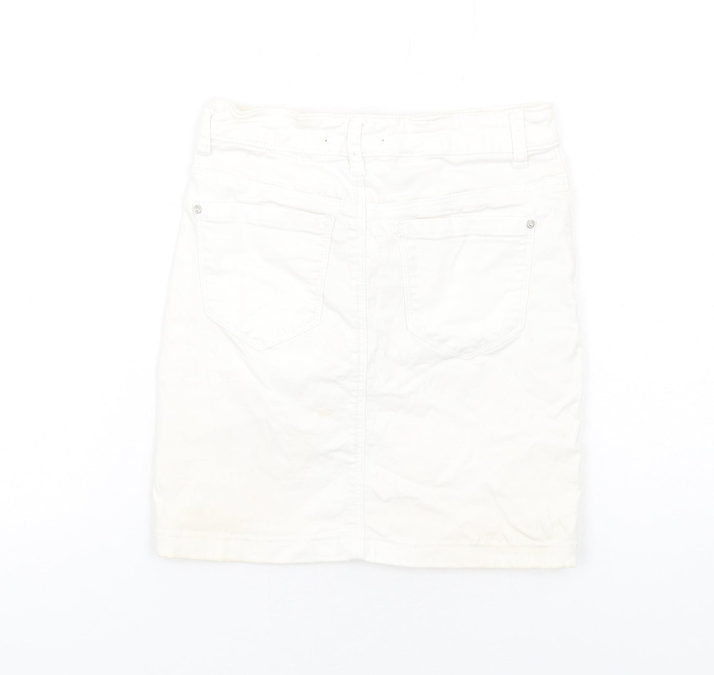 Missguided Womens White Cotton Mini Skirt Size 6 Zip