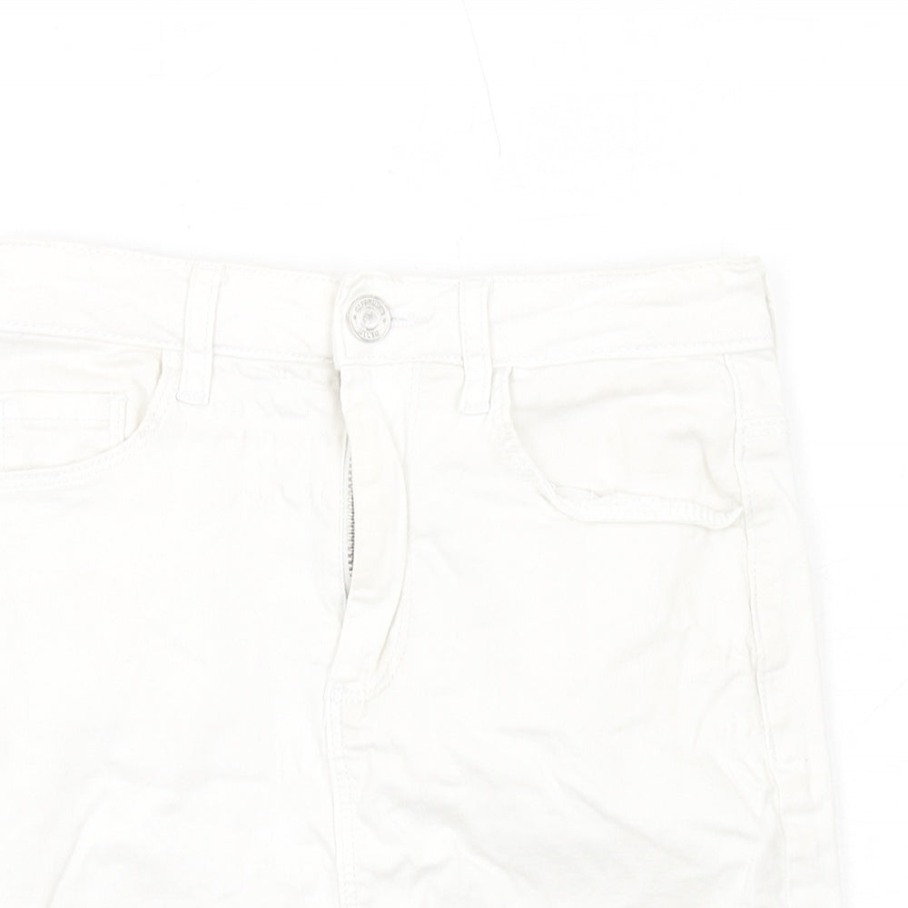 Missguided Womens White Cotton Mini Skirt Size 6 Zip