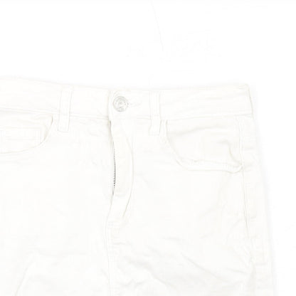 Missguided Womens White Cotton Mini Skirt Size 6 Zip