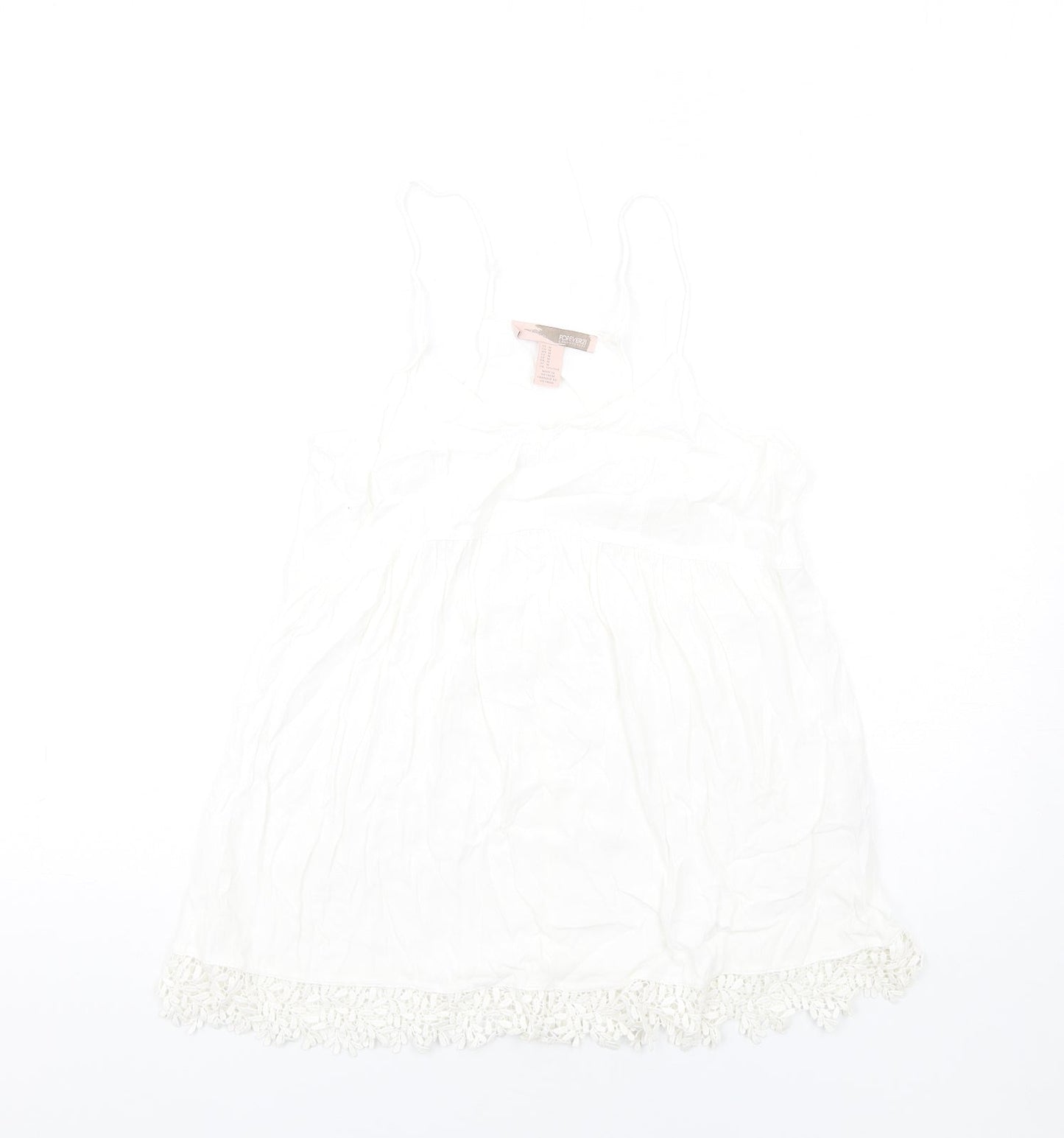 FOREVER 21 Womens White Viscose Camisole Blouse Size M V-Neck