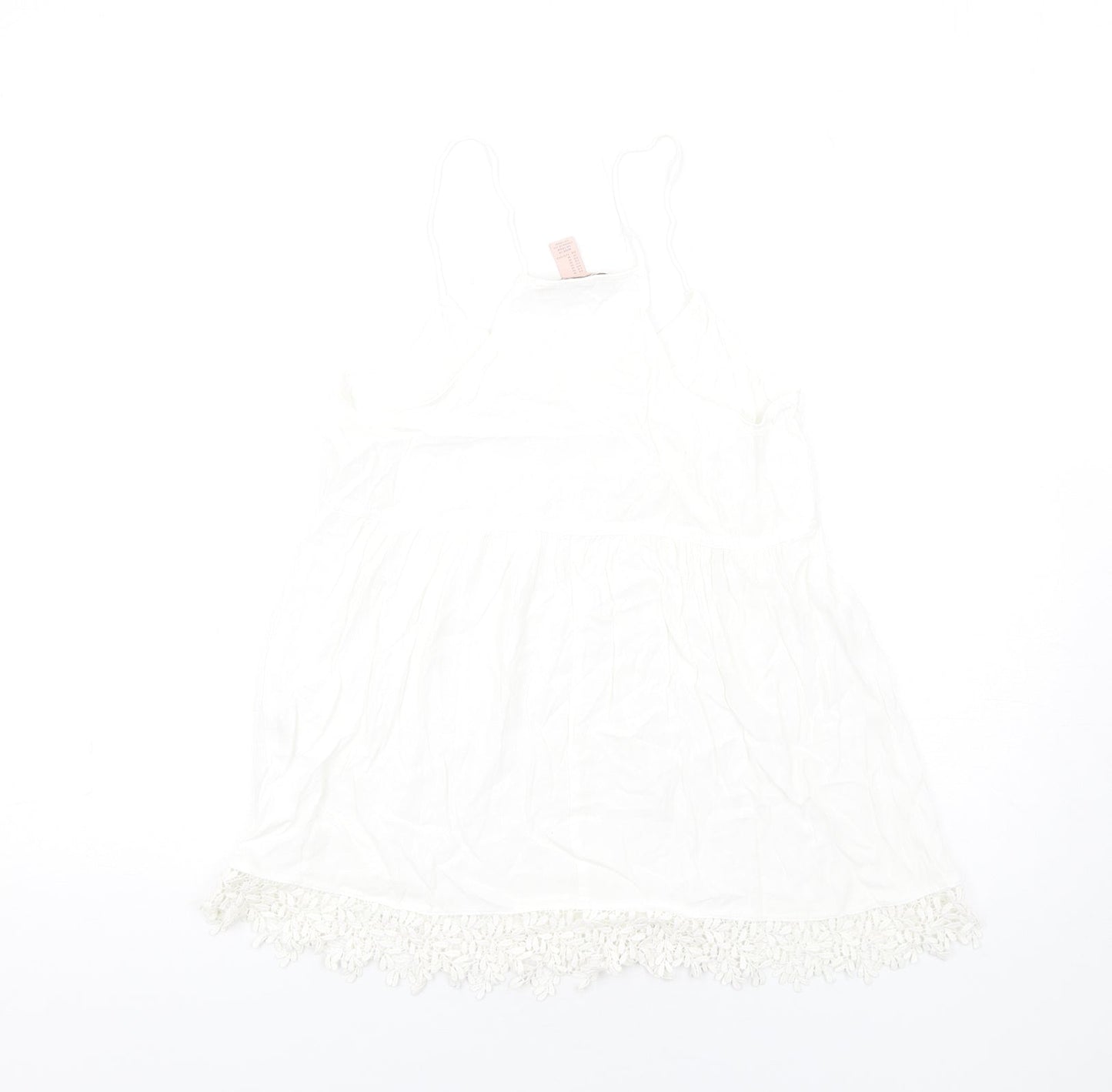 FOREVER 21 Womens White Viscose Camisole Blouse Size M V-Neck