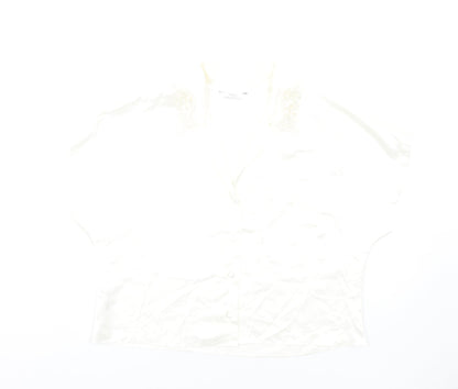 Marks and Spencer Womens Ivory Polyester Cropped Button-Up Size 12 Collared