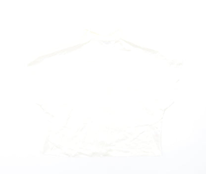 Marks and Spencer Womens Ivory Polyester Cropped Button-Up Size 12 Collared