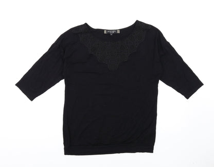 Womens UK Size 12 Principles Black Basic T-Shirt