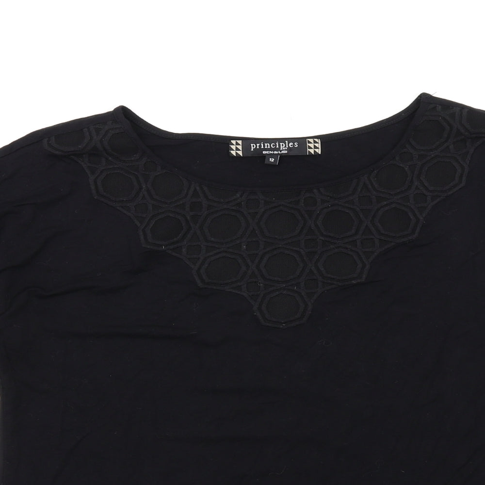 Womens UK Size 12 Principles Black Basic T-Shirt