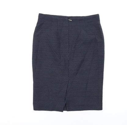 Autograph Womens Blue Cotton Straight & Pencil Skirt Size 10 Zip
