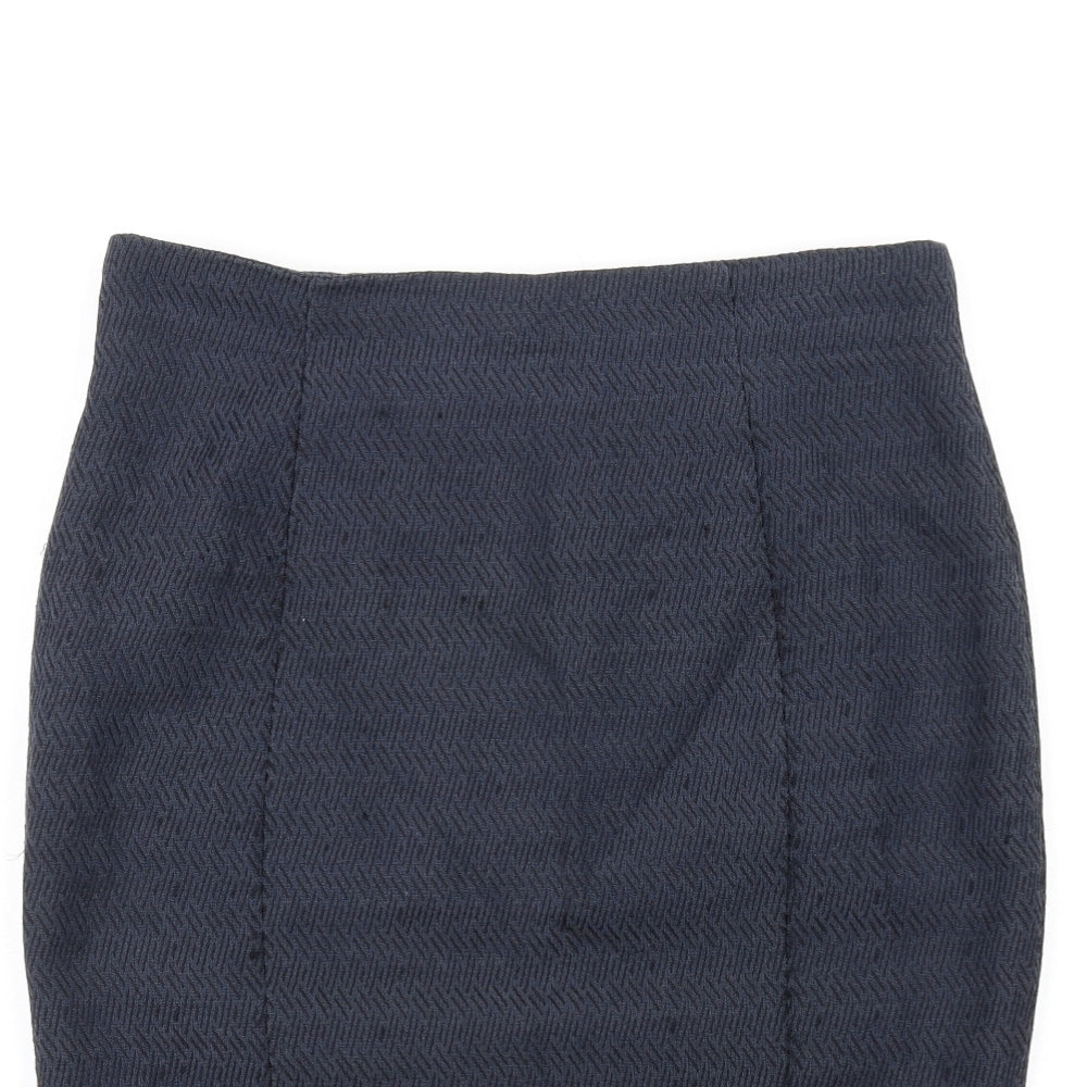 Autograph Womens Blue Cotton Straight & Pencil Skirt Size 10 Zip