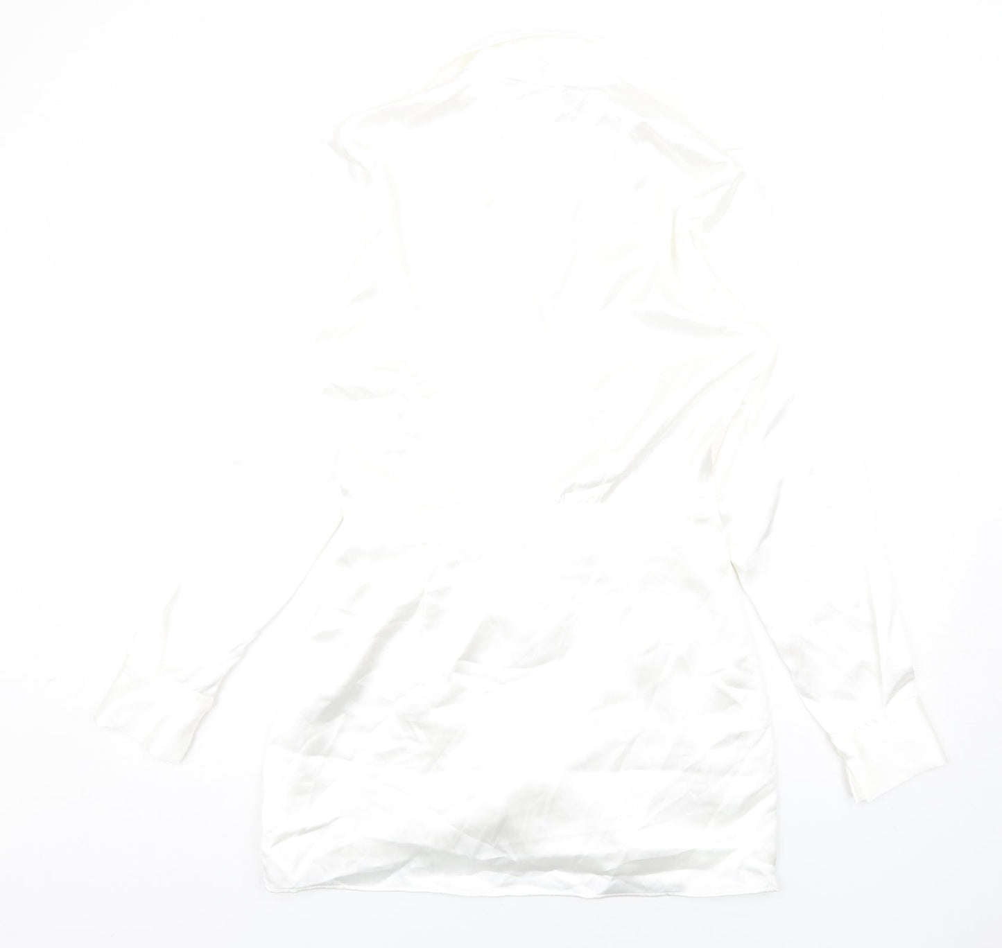 Zara Womens White Polyester Shirt Dress Size S Collared Zip