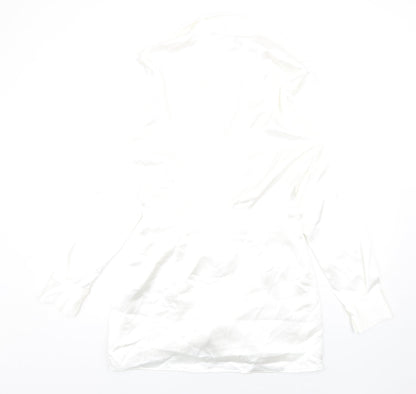 Zara Womens White Polyester Shirt Dress Size S Collared Zip