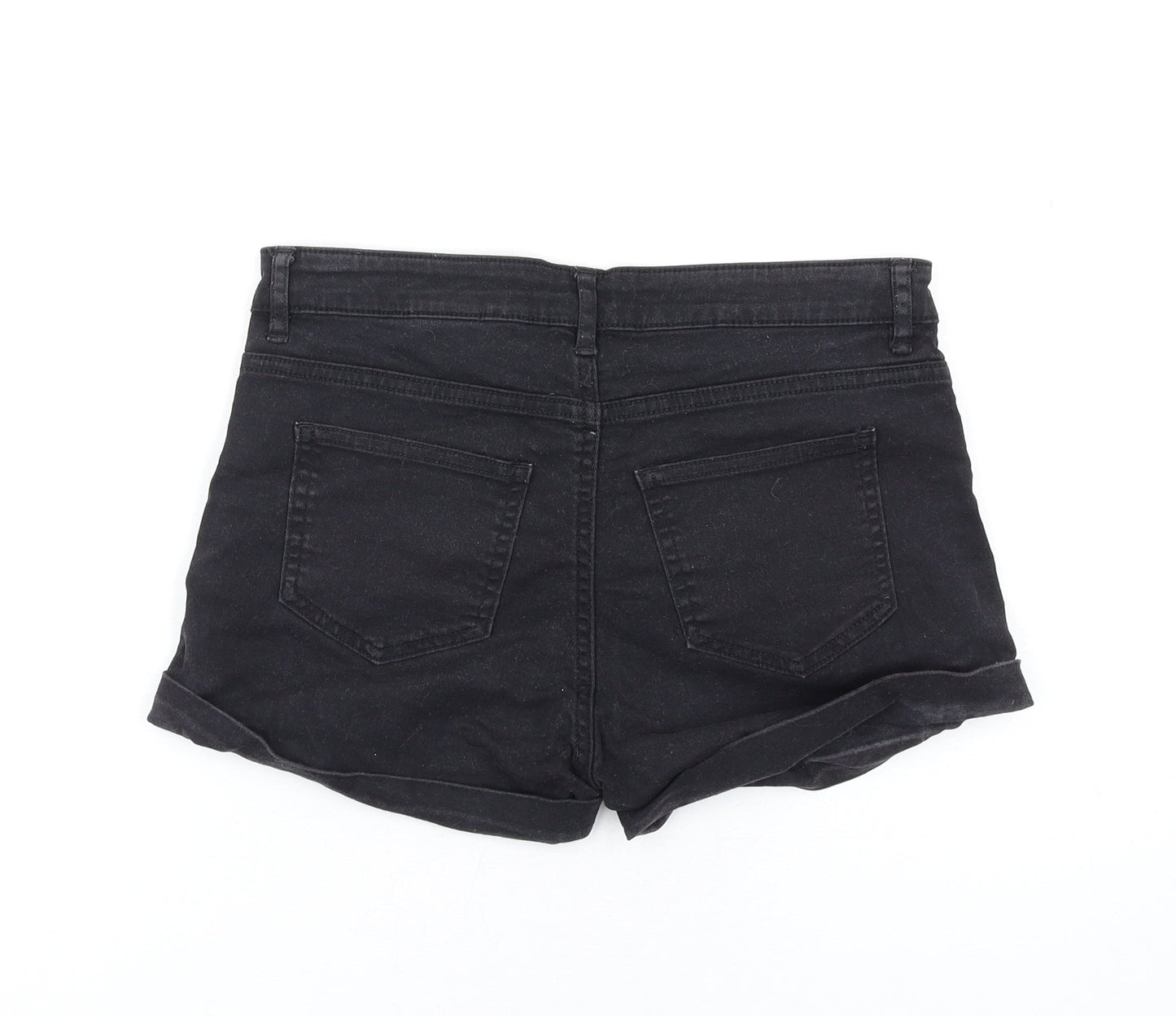 H&M Womens Black Cotton Boyfriend Shorts Size 6 Regular Zip