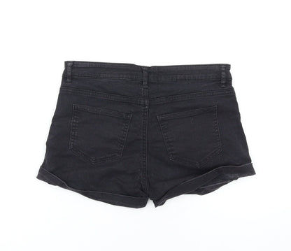 H&M Womens Black Cotton Boyfriend Shorts Size 6 Regular Zip