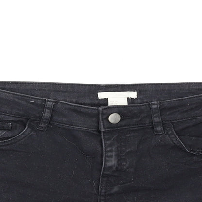 H&M Womens Black Cotton Boyfriend Shorts Size 6 Regular Zip