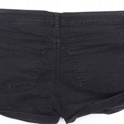 H&M Womens Black Cotton Boyfriend Shorts Size 6 Regular Zip