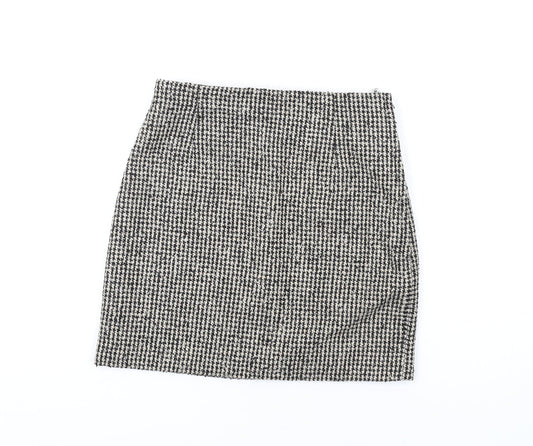 H&M Womens Beige Polyester A-Line Skirt Size 6 Zip