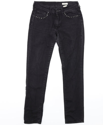 H&M Womens Black Cotton Skinny Jeans Size 30 in L32 in Regular Zip - Studded Pockets