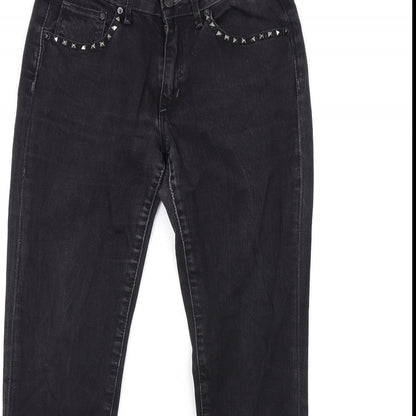 H&M Womens Black Cotton Skinny Jeans Size 30 in L32 in Regular Zip - Studded Pockets