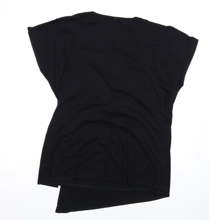 Amelie Gray Womens Black Viscose Basic T-Shirt Size XL V-Neck