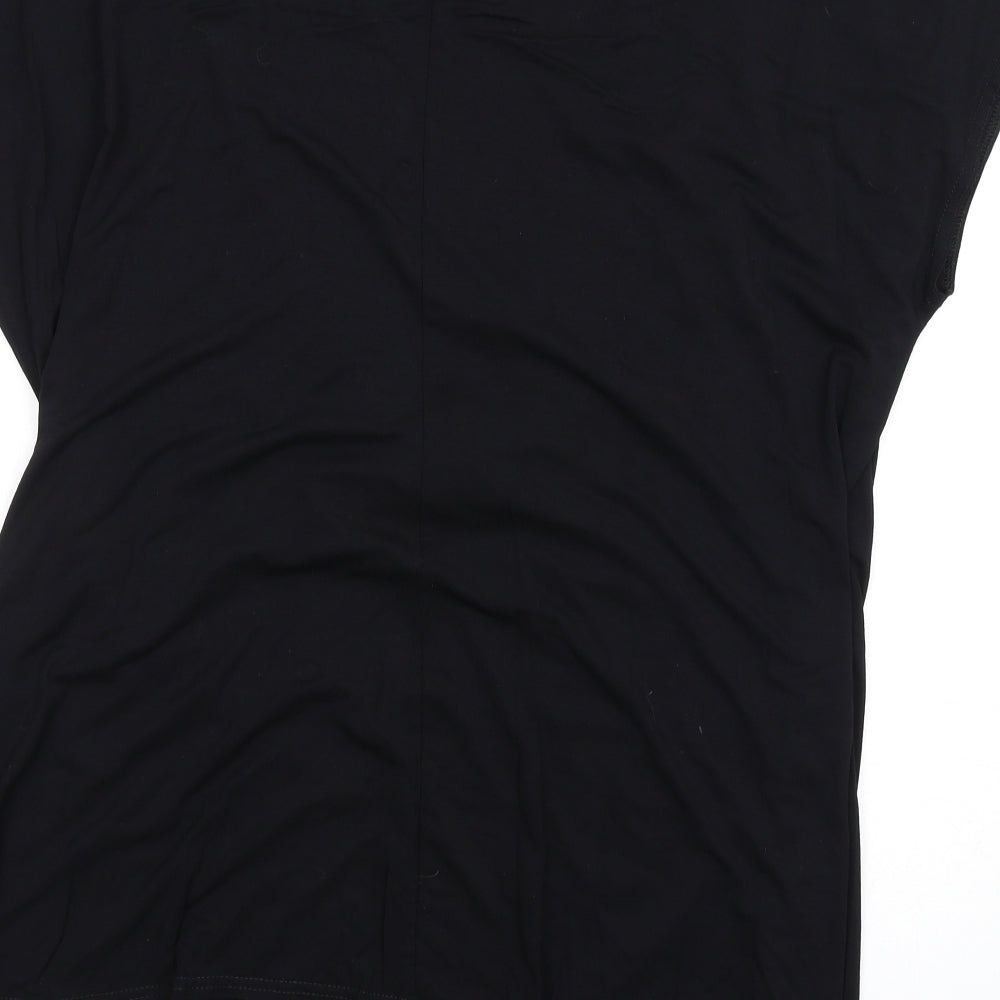 Amelie Gray Womens Black Viscose Basic T-Shirt Size XL V-Neck