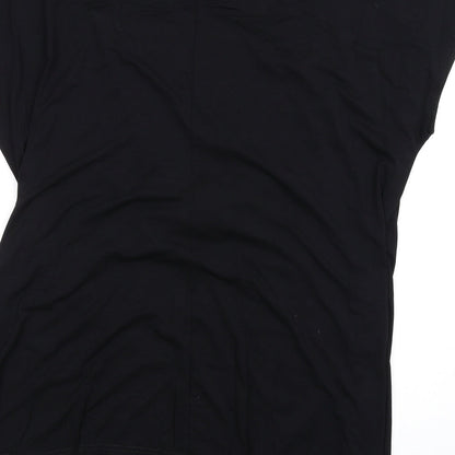 Amelie Gray Womens Black Viscose Basic T-Shirt Size XL V-Neck