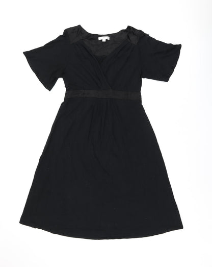 NEXT Womens Black Viscose A-Line Size 10 V-Neck Tie