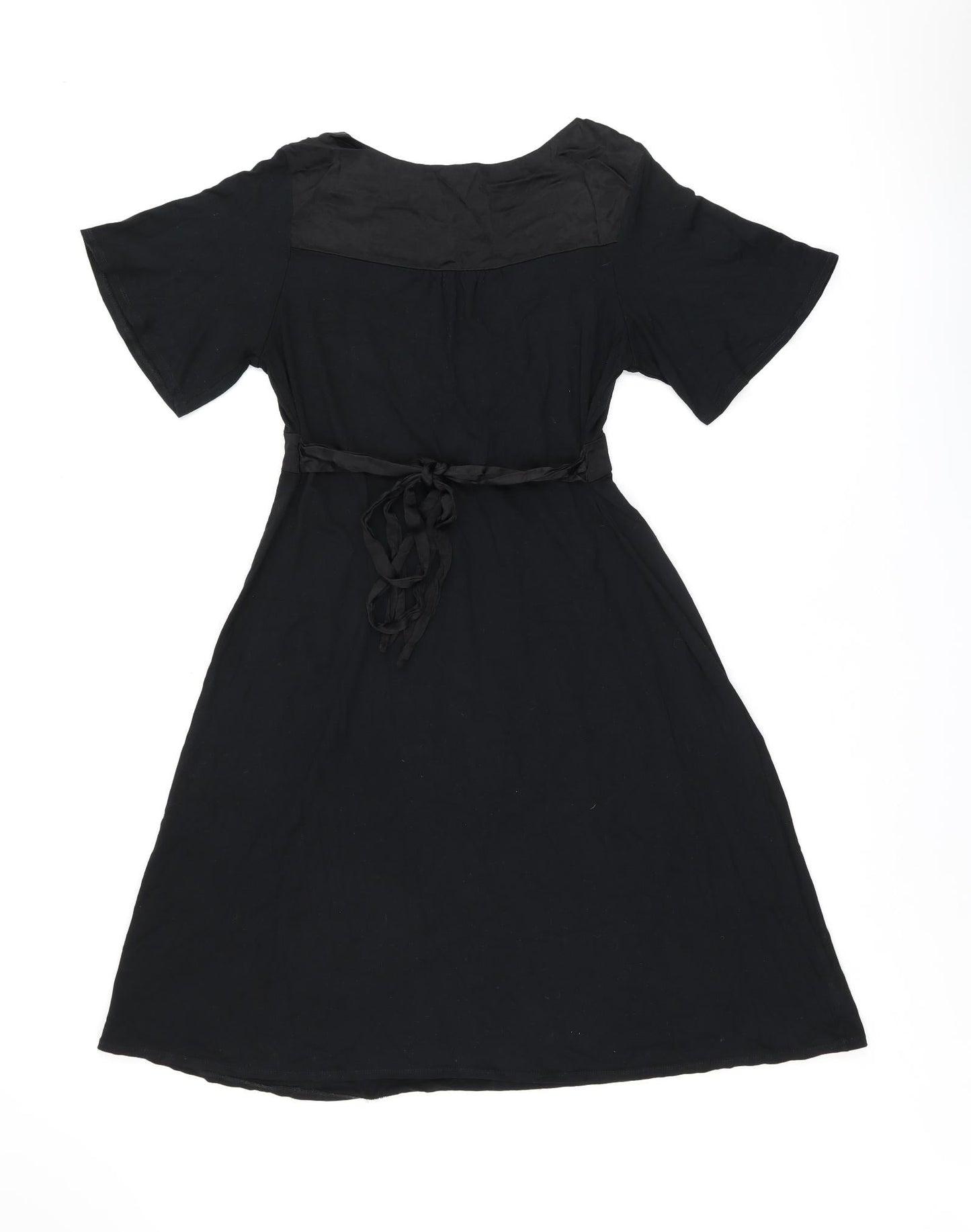 NEXT Womens Black Viscose A-Line Size 10 V-Neck Tie