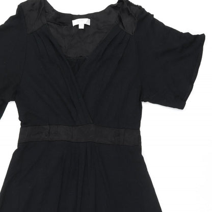 NEXT Womens Black Viscose A-Line Size 10 V-Neck Tie