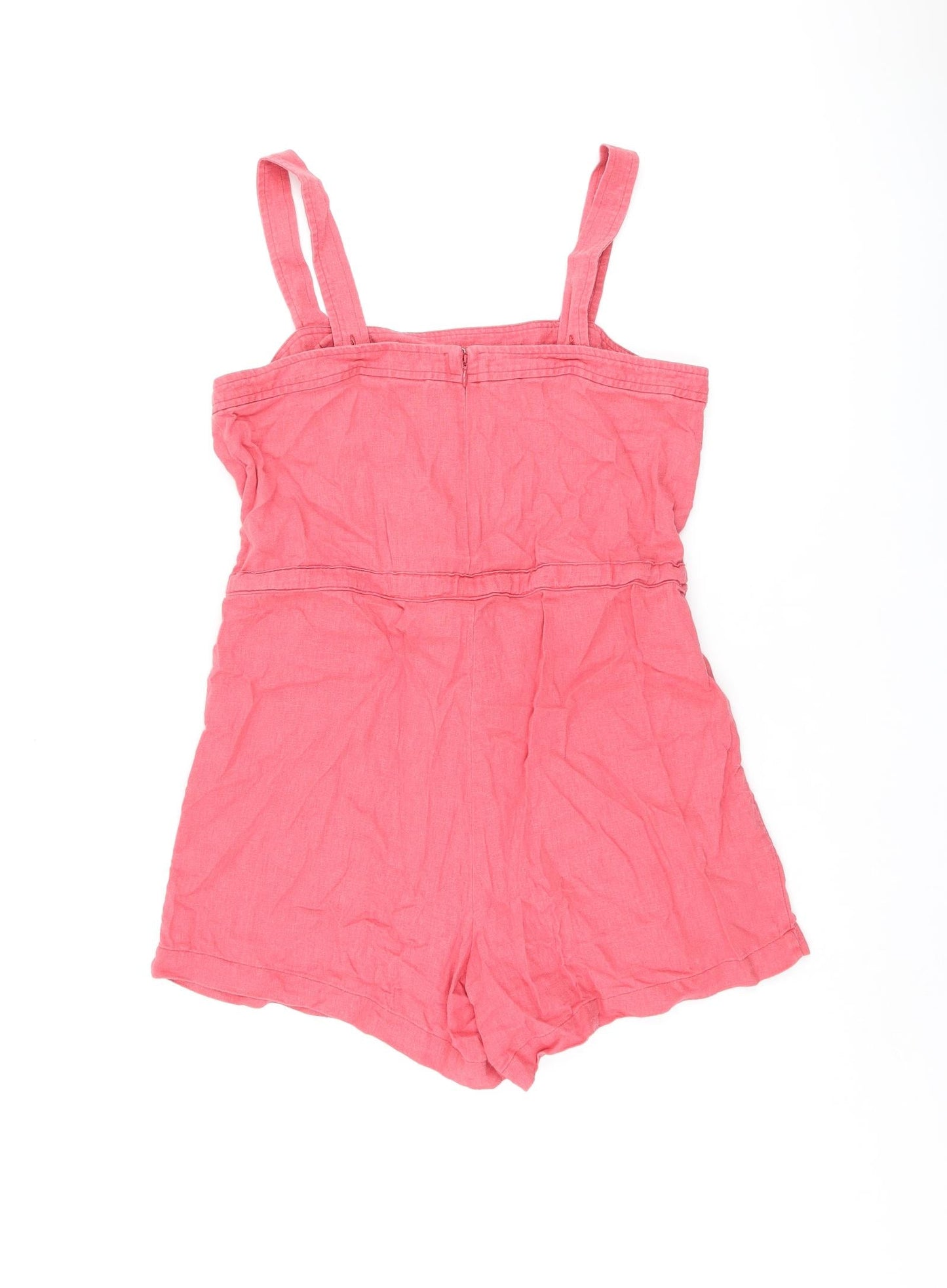 Gap Womens Red Linen Playsuit One-Piece Size 8 L4 in Zip