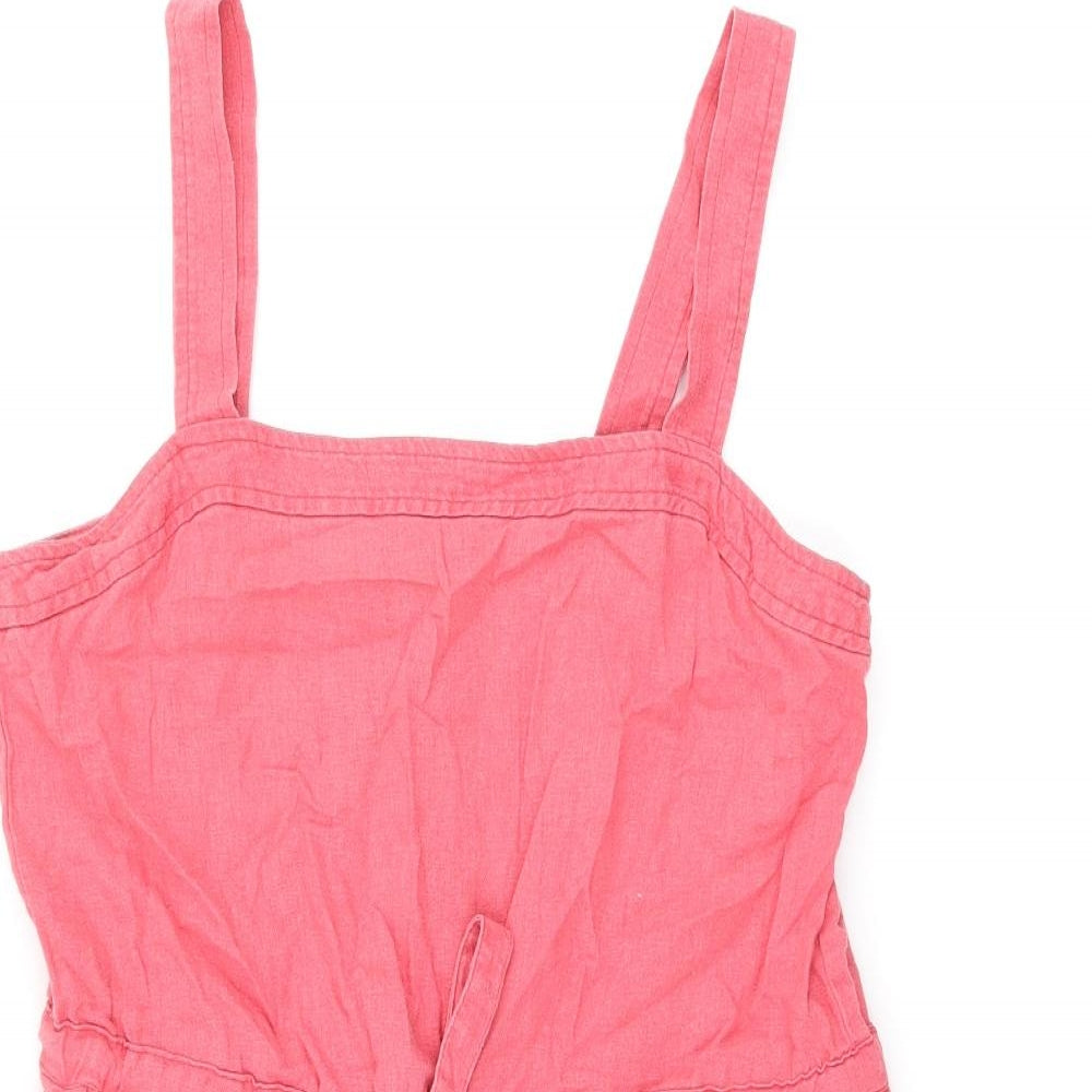 Gap Womens Red Linen Playsuit One-Piece Size 8 L4 in Zip