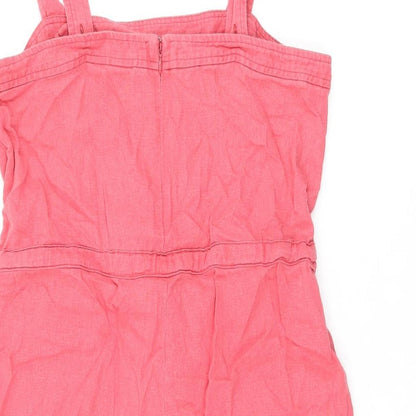 Gap Womens Red Linen Playsuit One-Piece Size 8 L4 in Zip