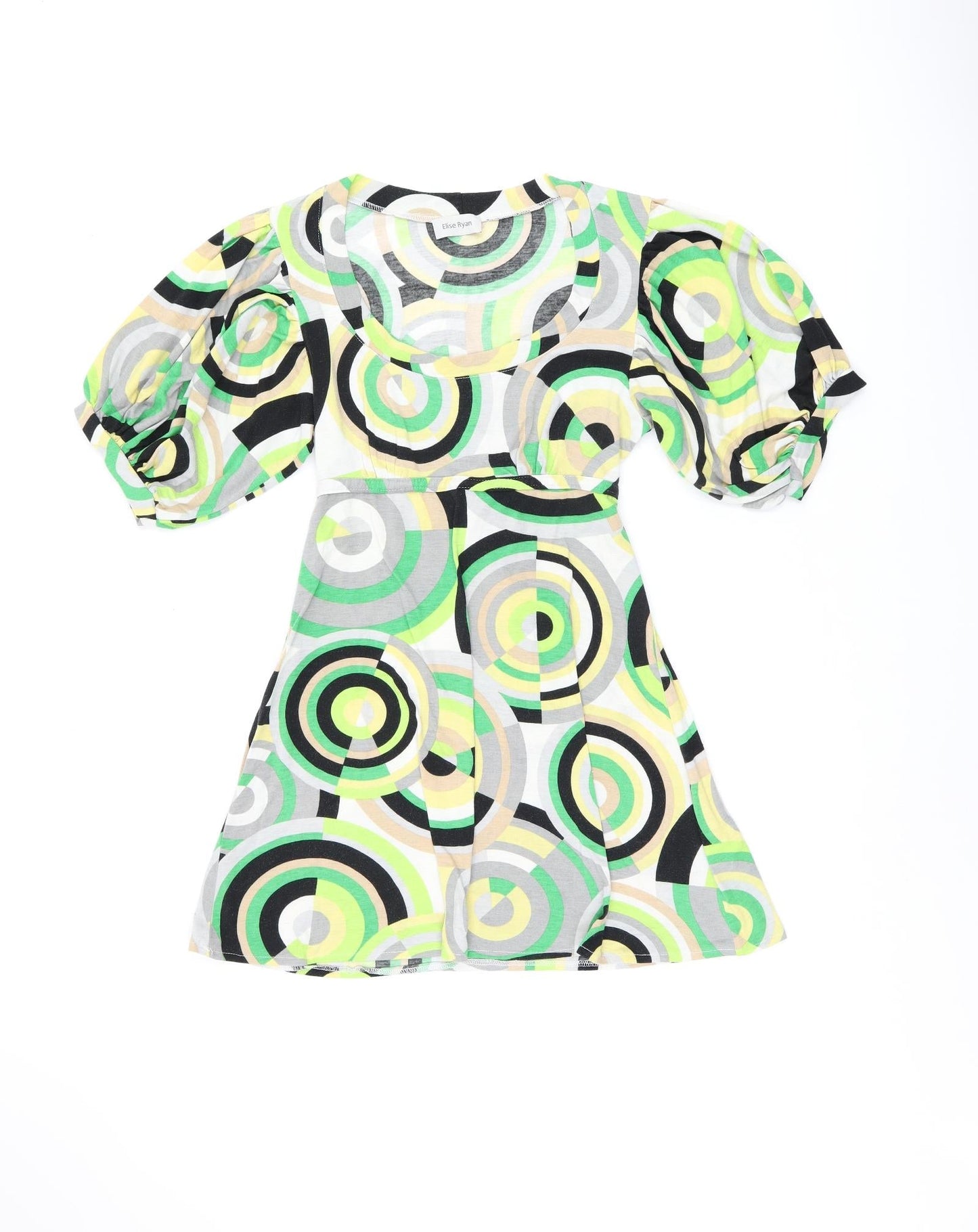 Elise Ryan Womens Multicoloured Geometric Polyester Basic Blouse Size S Scoop Neck