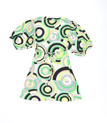 Elise Ryan Womens Multicoloured Geometric Polyester Basic Blouse Size S Scoop Neck