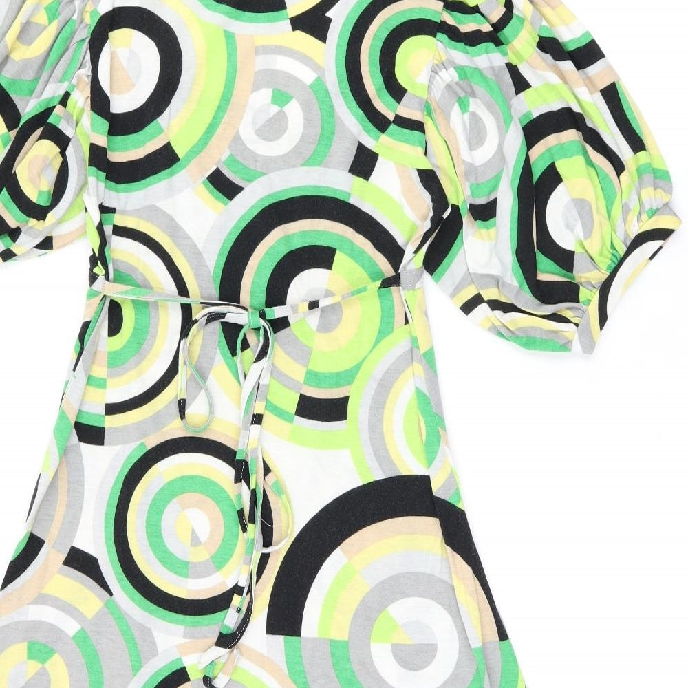 Elise Ryan Womens Multicoloured Geometric Polyester Basic Blouse Size S Scoop Neck