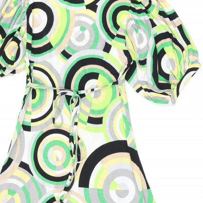 Elise Ryan Womens Multicoloured Geometric Polyester Basic Blouse Size S Scoop Neck